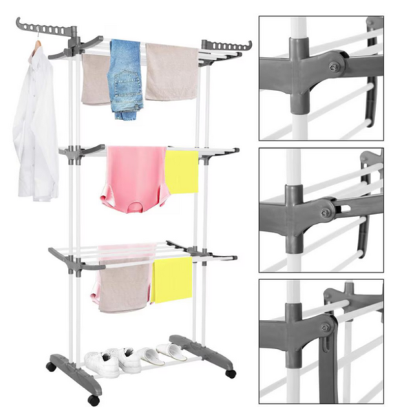 Вертикален сушилник за дрехи с мобилност и сгъваем дизайн – Практичност и спестено пространство 4