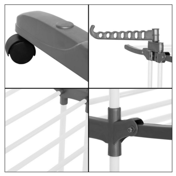 Вертикален сушилник за дрехи с мобилност и сгъваем дизайн – Практичност и спестено пространство 14