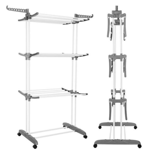 Вертикален сушилник за дрехи с мобилност и сгъваем дизайн – Практичност и спестено пространство 16