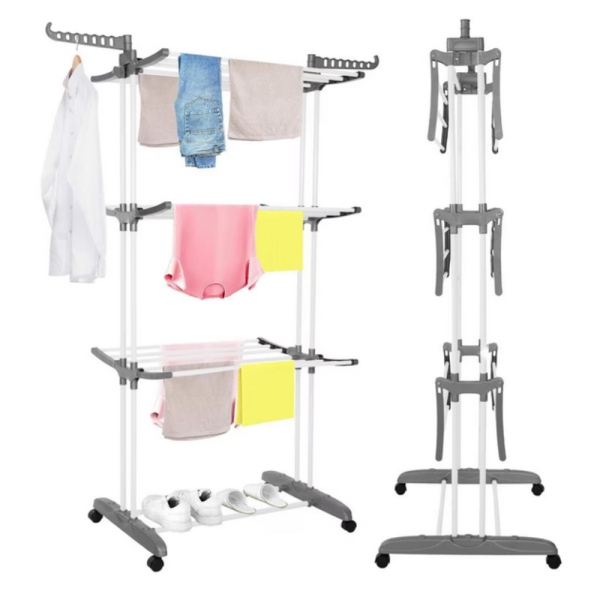 Вертикален сушилник за дрехи с мобилност и сгъваем дизайн – Практичност и спестено пространство 6