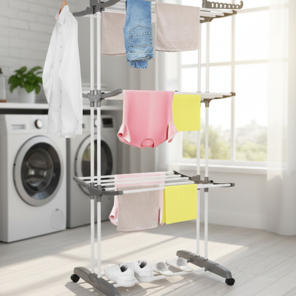 Вертикален сушилник за дрехи с мобилност и сгъваем дизайн – Практичност и спестено пространство