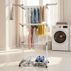 Вертикален сушилник за дрехи с мобилност и сгъваем дизайн – Практичност и спестено пространство