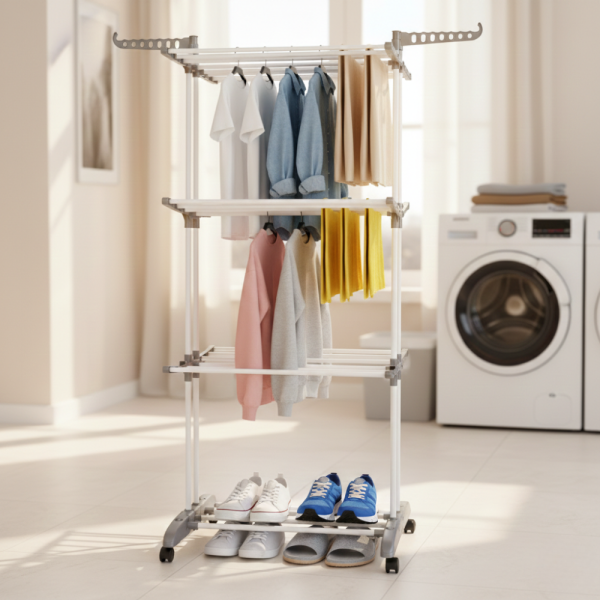 Вертикален сушилник за дрехи с мобилност и сгъваем дизайн – Практичност и спестено пространство