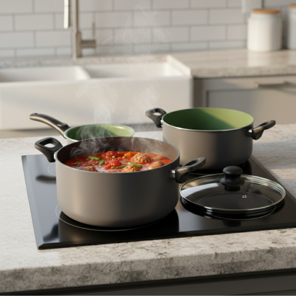 Комплект съдове Michelino Lara – 6 Части с незалепващо Pfluon покритие и турбо индукция 4