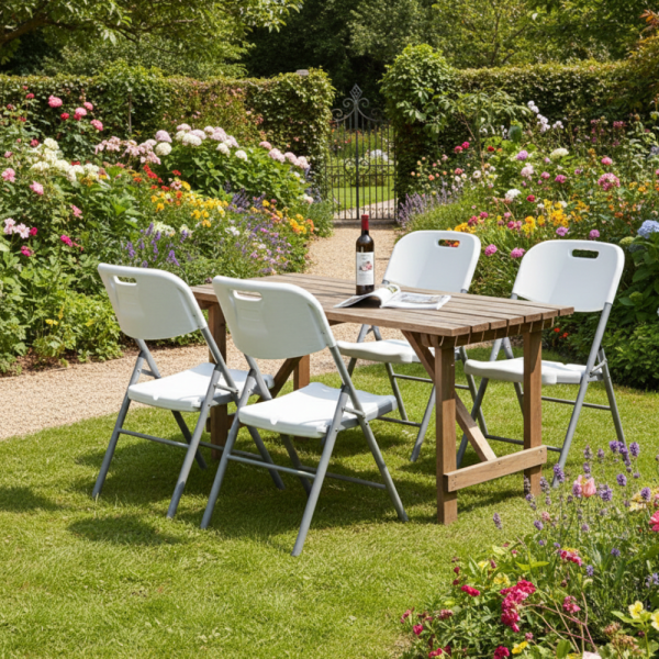 Комплект 4 броя сгъваеми кетъринг столове за градина и събития - удобни и издръжливи 1