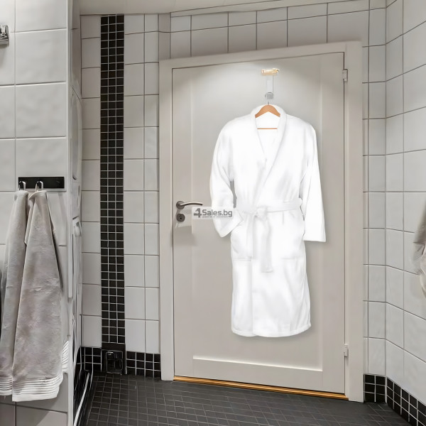Дамски хотелски халат, класически, удобен, топъл, с връзки, мек, бял