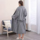 Дамски хотелски халат, класически, удобен, топъл, с връзки, мек, сив 3
