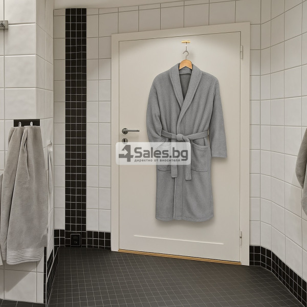 Дамски хотелски халат, класически, удобен, топъл, с връзки, мек, сив