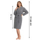 Дамски хотелски халат, класически, удобен, топъл, с връзки, мек, сив 7