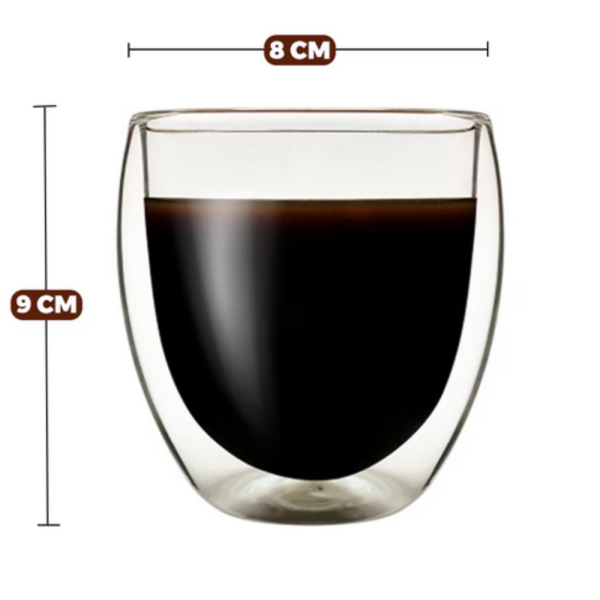 Комплект 2 термоустойчиви чаши от боросиликатно стъкло – 250 мл, двойно дъно