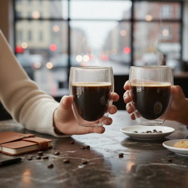 Комплект 2 термоустойчиви чаши от боросиликатно стъкло – 250 мл, двойно дъно