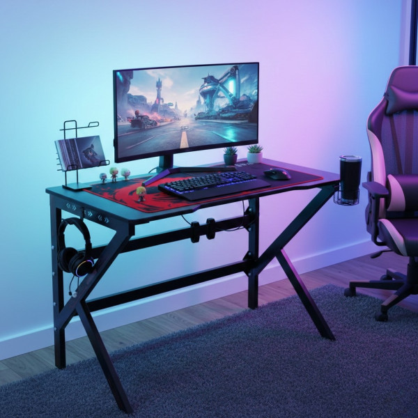 Геймърско компютърно бюро с RGB LED осветление 1