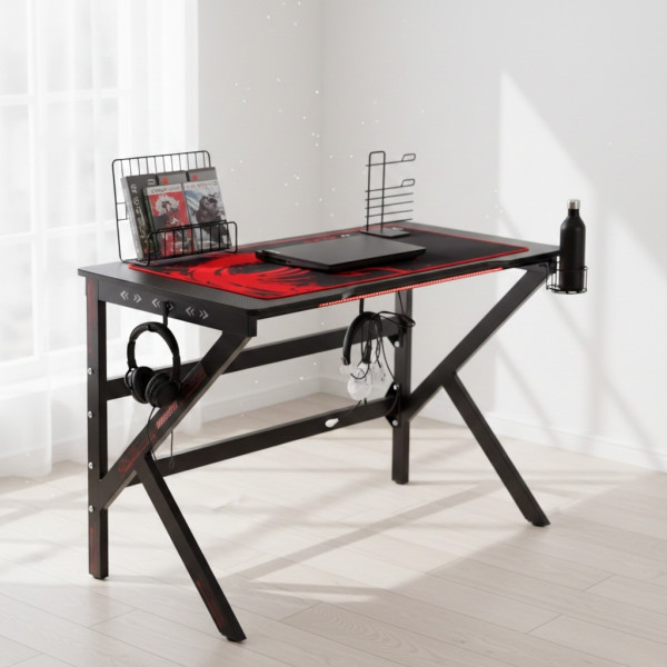 Геймърско компютърно бюро с RGB LED осветление 2