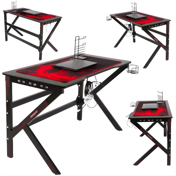 Геймърско компютърно бюро с RGB LED осветление 7