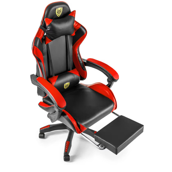 Ергономичен геймърски стол с масаж поставка за крака –  Червен цвят