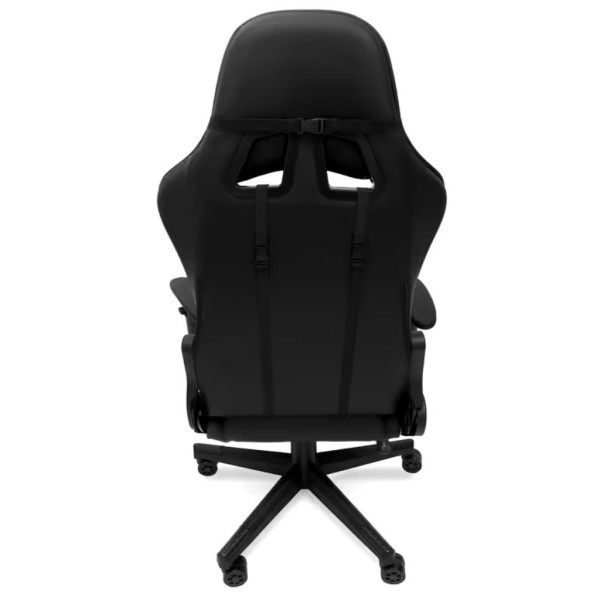 Геймърски стол с прибираща се подложка за крака и функция за масаж - черен 9