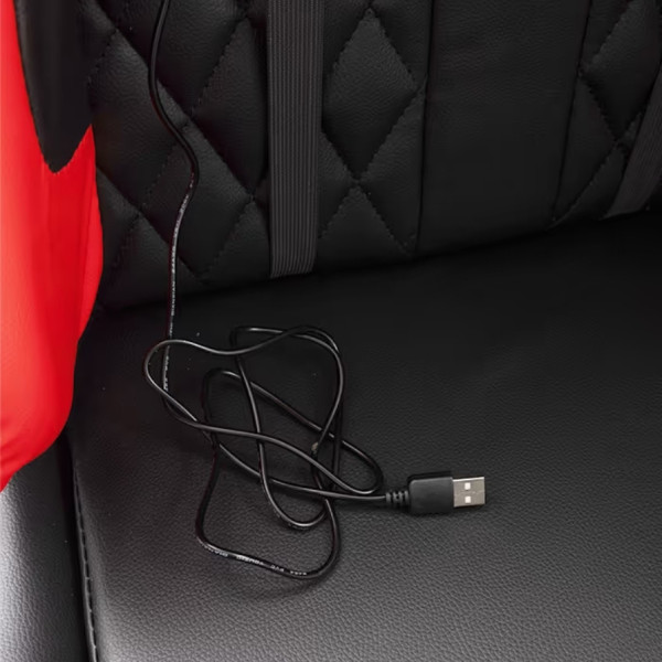 Ергономичен геймърски стол с функция за масаж и подложка за крака - червен 3