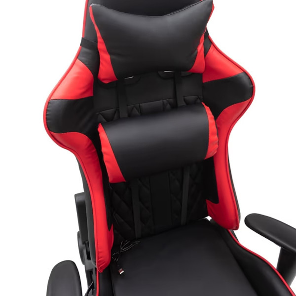 Ергономичен геймърски стол с функция за масаж и подложка за крака - червен 7