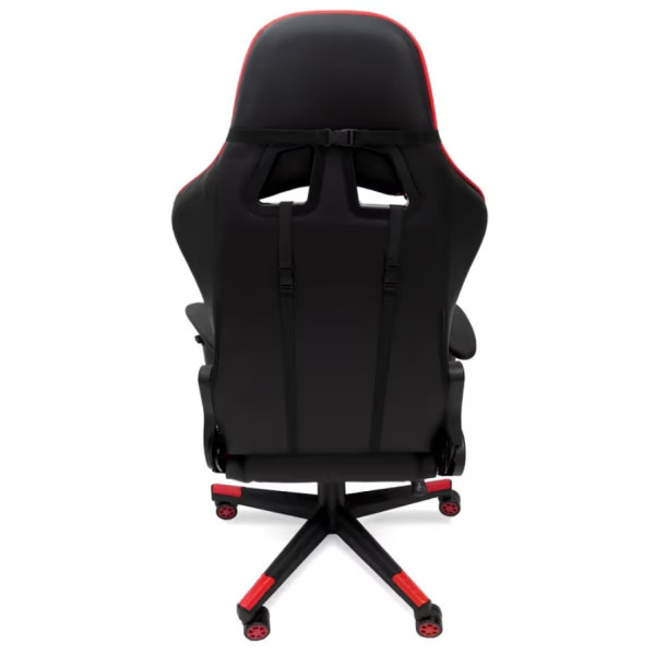 Ергономичен геймърски стол с функция за масаж и подложка за крака - червен