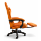 Оранжев велурен геймърски стол с поставка за крака – ергономичен, метална рамка - подходящ за тинейджъри 7