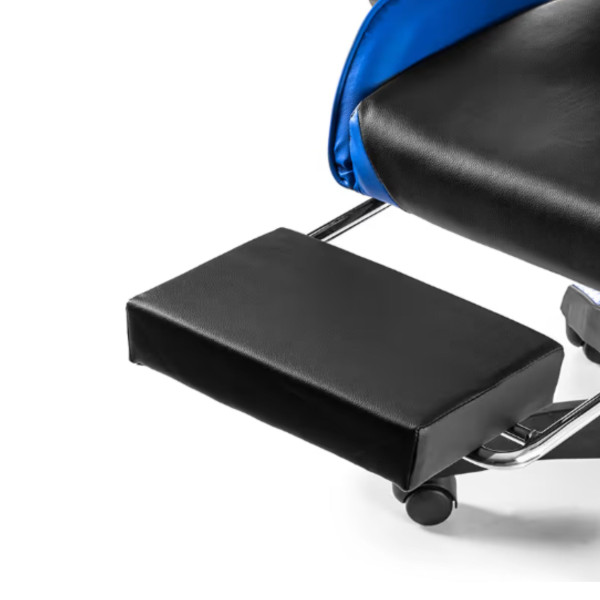 Геймърски стол с поставка за крака - подходящ за тинейджъри - черно-син, въртящ, с масажна функция и спортен дизайн 3