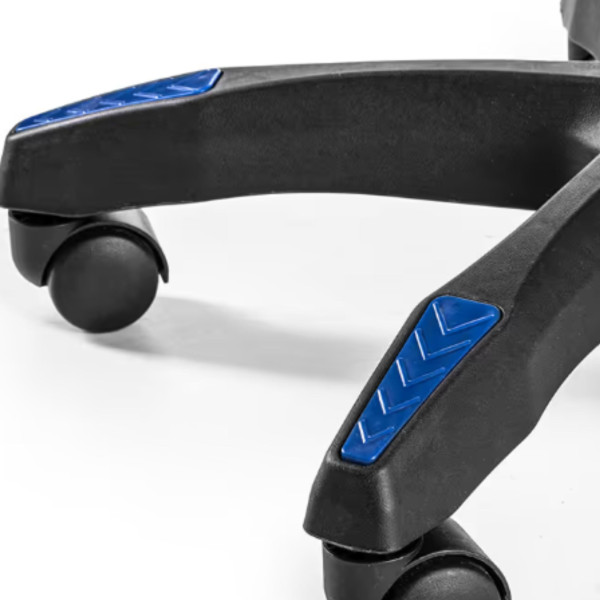 Геймърски стол с поставка за крака - подходящ за тинейджъри - черно-син, въртящ, с масажна функция и спортен дизайн 8