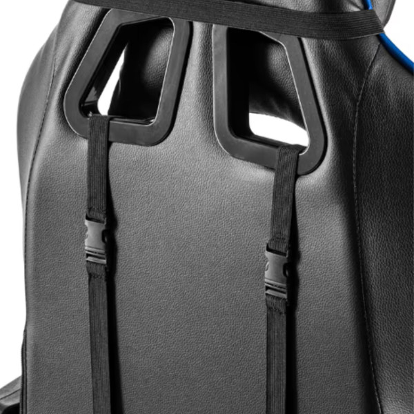 Геймърски стол с поставка за крака - подходящ за тинейджъри - черно-син, въртящ, с масажна функция и спортен дизайн