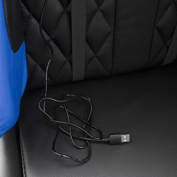 Геймърски стол за релакс с масаж и подложка за крака – син 4