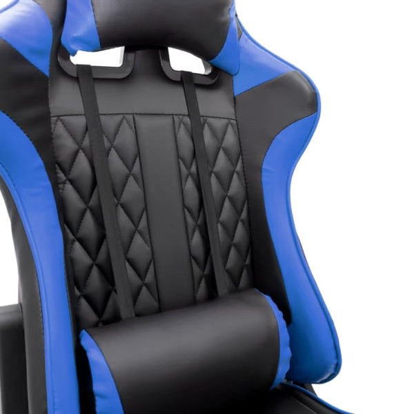 Геймърски стол за релакс с масаж и подложка за крака – син 5