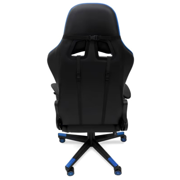 Геймърски стол за релакс с масаж и подложка за крака – син