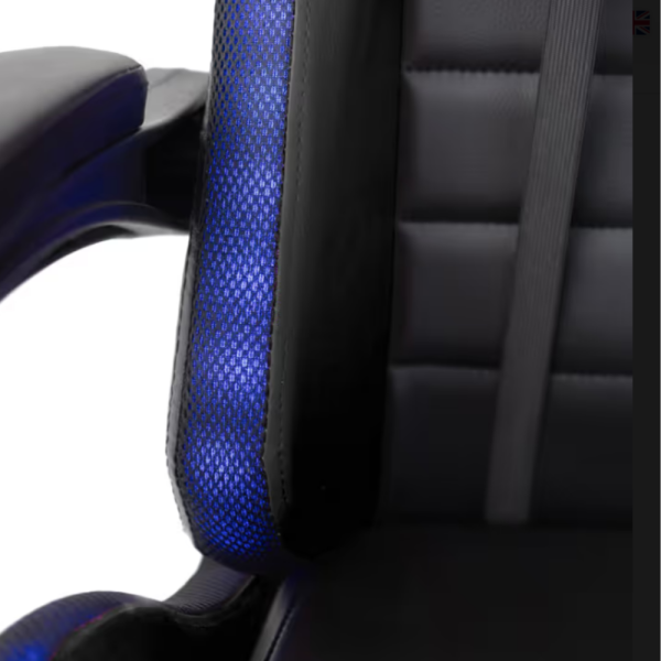 Черен геймърски стол с масаж, LED осветление и поставка за крака – ергономичен, с дистанционно