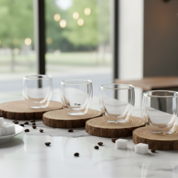 Термоустойчиви чаши за еспресо с двойно дъно – комплект 4 бр., 65 мл 6