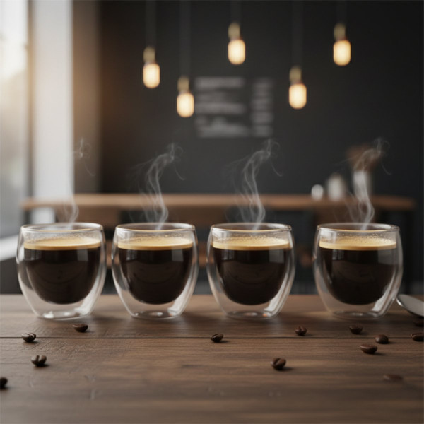 Термоустойчиви чаши за еспресо с двойно дъно – комплект 4 бр., 65 мл 2