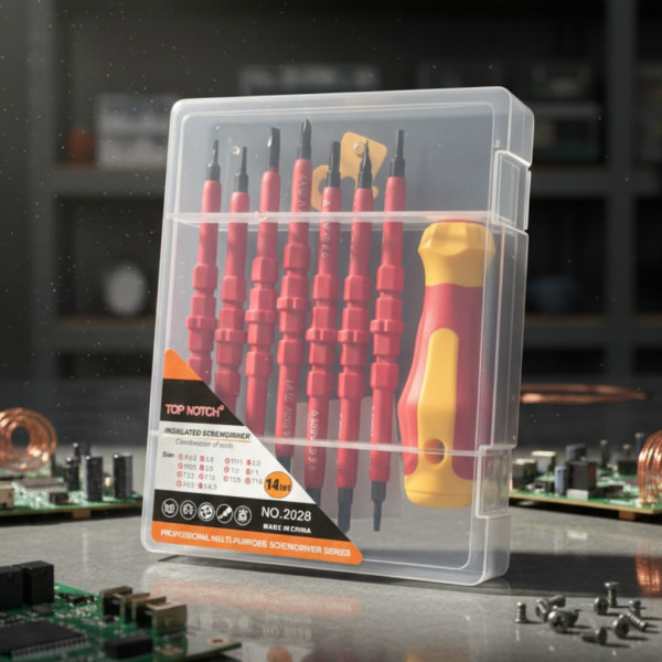 Професионален комплект двустранни изолирани отвертки с дръжка - 14в1