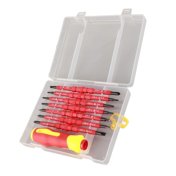 Професионален комплект двустранни изолирани отвертки с дръжка - 14в1 4