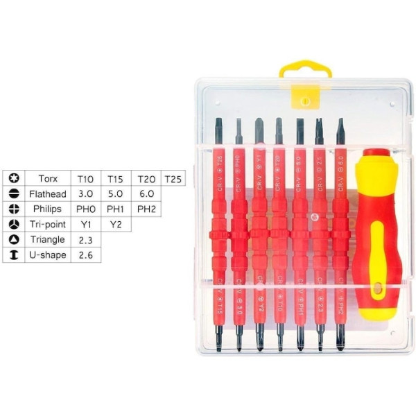 Професионален комплект двустранни изолирани отвертки с дръжка - 14в1 10