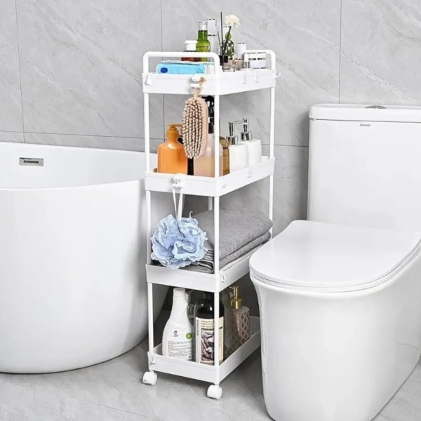 Компактна дизайнерска количка-етажерка за организиране на баня и кухня