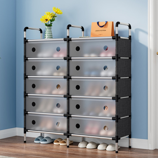 Многоетажен шкаф за обувки с прозоречни врати и голям капацитет 4