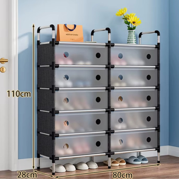 Многоетажен шкаф за обувки с прозоречни врати и голям капацитет 5
