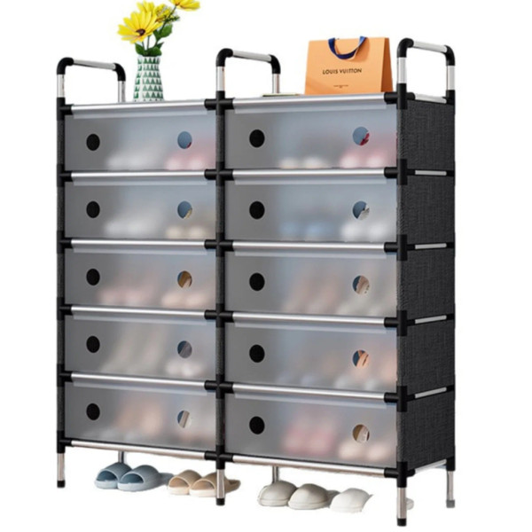 Многоетажен шкаф за обувки с прозоречни врати и голям капацитет 6