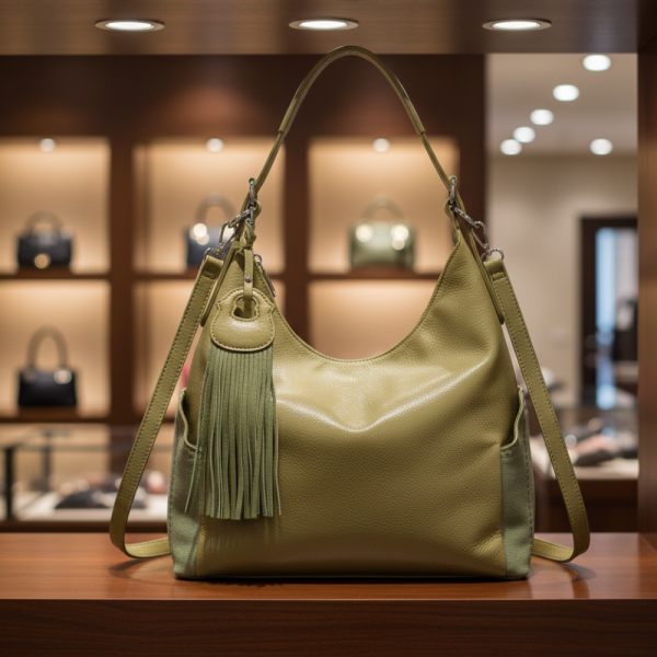 Дамска чанта с висулка и странични джобове в 7 цвята — стилна, вместителна и практична