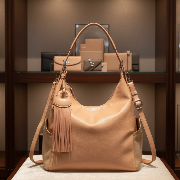 Дамска чанта с висулка и странични джобове в 7 цвята — стилна, вместителна и практична