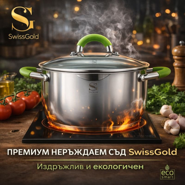 Комплект тенджери Swisgold Alana с 5-слойно капсулно дъно DJ11 + Подарък луксозен комплект прибори за хранене от 24 части KN2