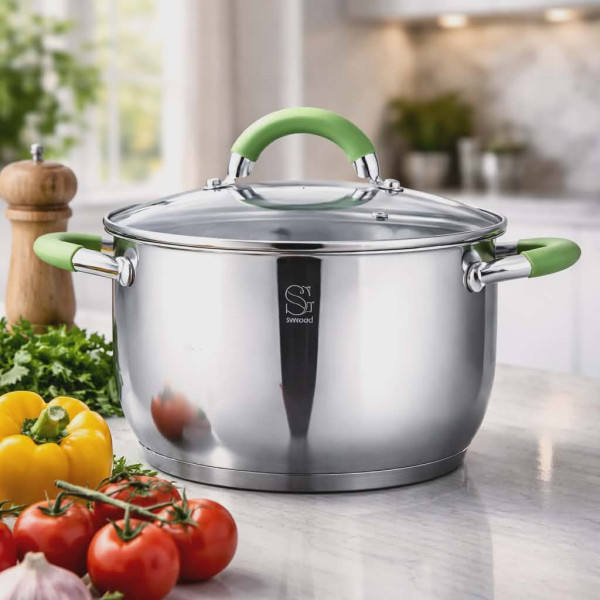 Комплект тенджери Swisgold Alana с 5-слойно капсулно дъно DJ11 + Подарък луксозен комплект прибори за хранене от 24 части KN2