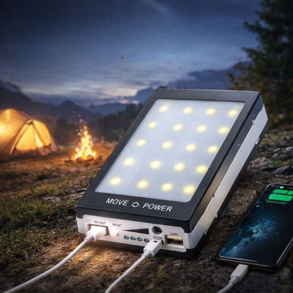 Соларна външна батерия, Power Bank 80000 mAch, външна батерия за GSM + 20 LED