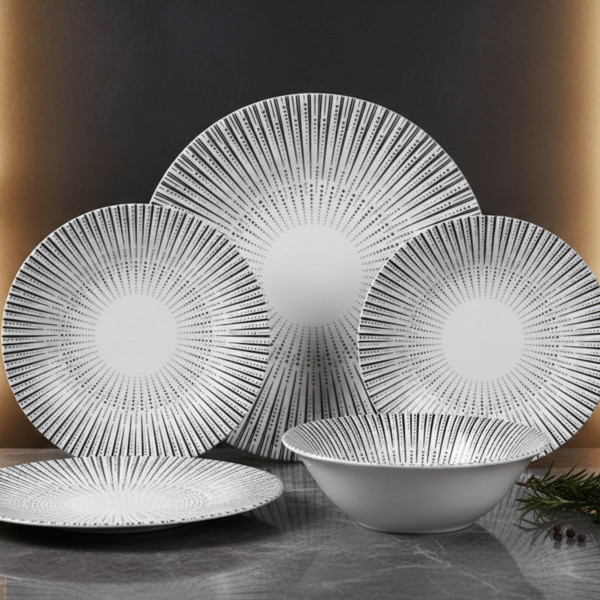 Комплект чинии 24 части с геометричен дизайн – Елегантност за всяка трапеза 5