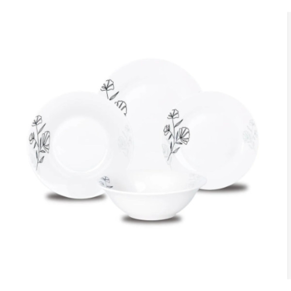 Комплект чинии 24 части с елегантен черен флорален мотив – Изтънченост за всяка трапеза