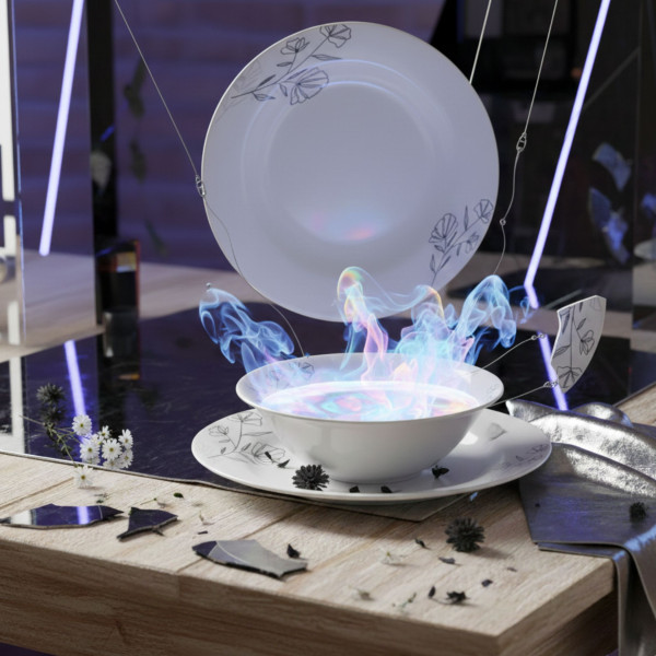 Комплект чинии 24 части с елегантен черен флорален мотив – Изтънченост за всяка трапеза