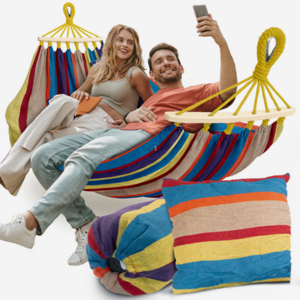 Хамак XXL с възглавница и чанта — максимален комфорт до 250 кг за релакс навън 6