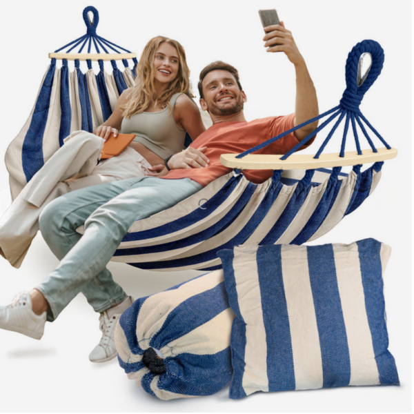 Хамак XXL с възглавница и чанта — максимален комфорт до 250 кг за релакс навън 3